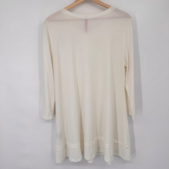 Ic By Connie K Cream Tunic Top size large womens Polyester/Spandex - Picture 7 of 11